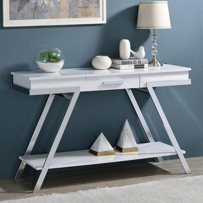 Furniture of America - Titus Sofa Table in White/Chrome - CM4193WH-S View 1