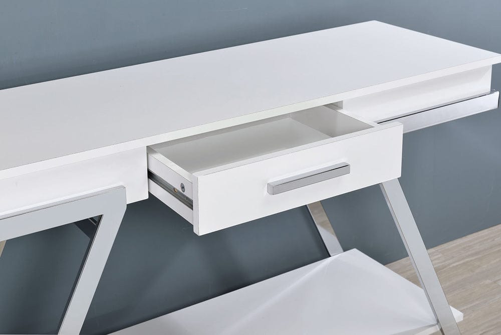Furniture of America - Titus Sofa Table in White/Chrome - CM4193WH-S View 3