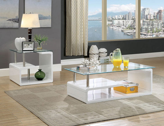 Furniture of America - Torkel End Table in White/Chrome - CM4056E View 2