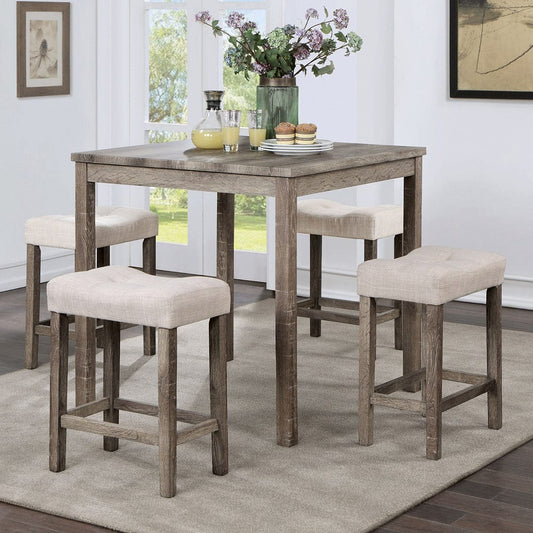 Furniture of America - Torreon 5 Pc. Counter Ht. Table Set in Gray/Beige - CM3582LG-PT-5PK View 1