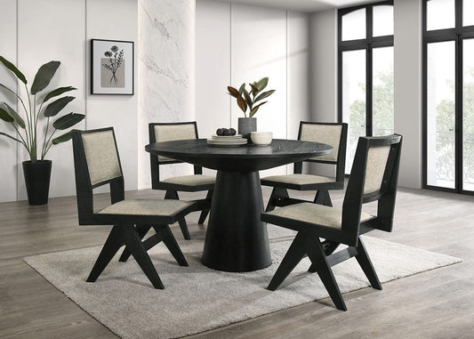 Furniture of America - Tottenham 5 Pc. 48" Dining Table Set in Black - FM3222BK-RT-48-5PC View 1
