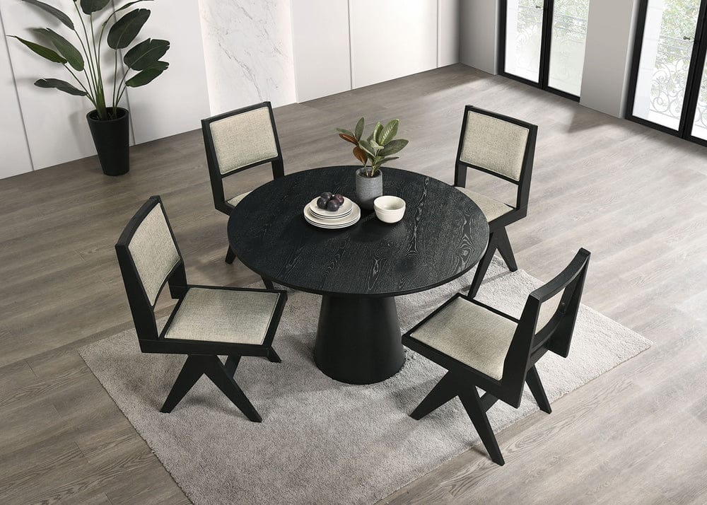 Furniture of America - Tottenham 5 Pc. 48" Dining Table Set in Black - FM3222BK-RT-48-5PC View 2
