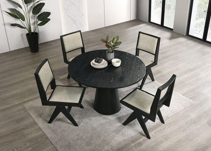 Furniture of America - Tottenham 5 Pc. 48" Dining Table Set in Black - FM3222BK-RT-48-5PC View 2