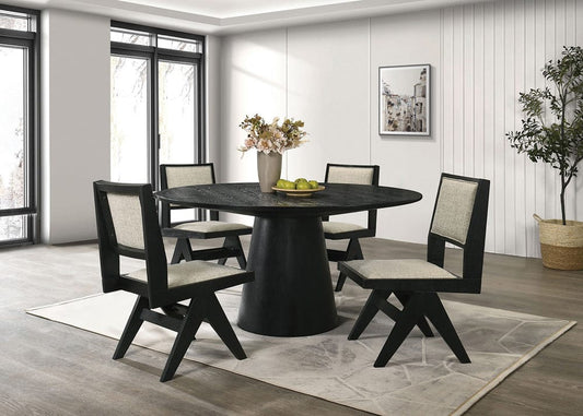 Furniture of America - Tottenham 5 Pc. 59" Dining Table Set in Black - FM3222BK-RT-59-5PC View 1