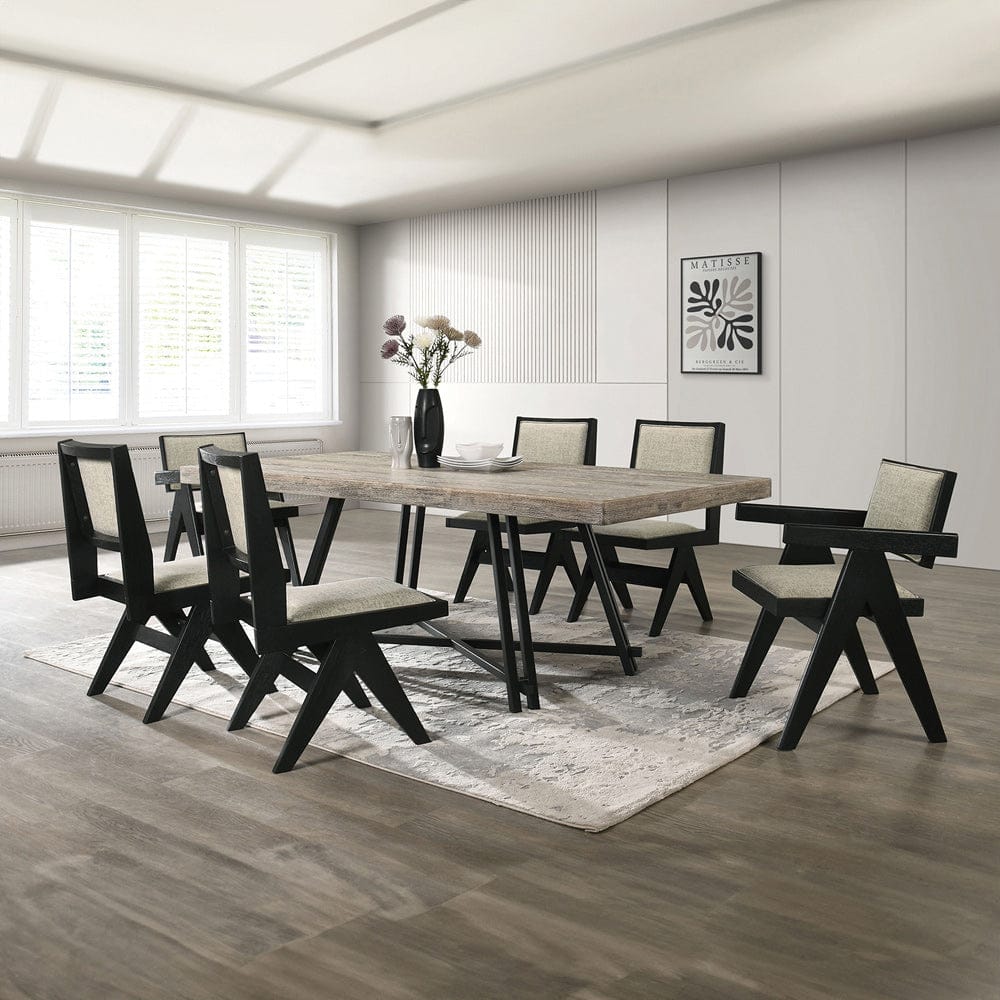 Furniture of America - Tottenham 7 Pc. Dining Table Set (2AC+4SC) in Black - FM3222BK-T-7PC View 1