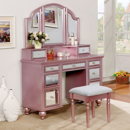 Furniture of America - Tracy Vanity w/ Stool in Rose Gold - CM-DK6162RG View 1