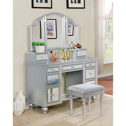 Furniture of America - Tracy Vanity w/ Stool in Silver - CM-DK6162SV View 1