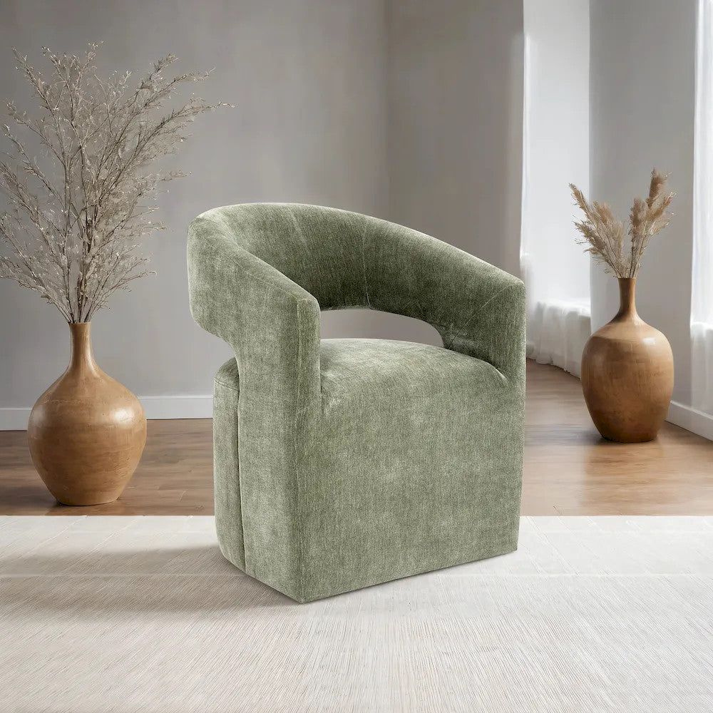 Furniture of America - Tresa - Dining Arm Chair W/ Casters, Green - FM-AC3002GR view 2