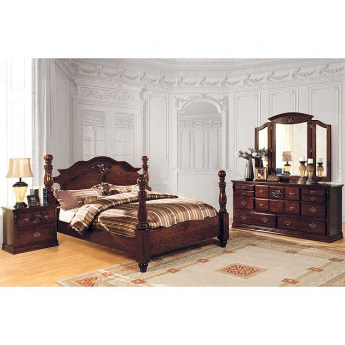 Furniture of America - Tuscan Ii 4 Pc. Queen Bedroom Set in Glossy Dark Pine - CM7571Q-4PC
