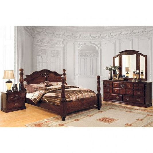 Furniture of America - Tuscan Ii 4 Pc. Queen Bedroom Set in Glossy Dark Pine - CM7571Q-4PC