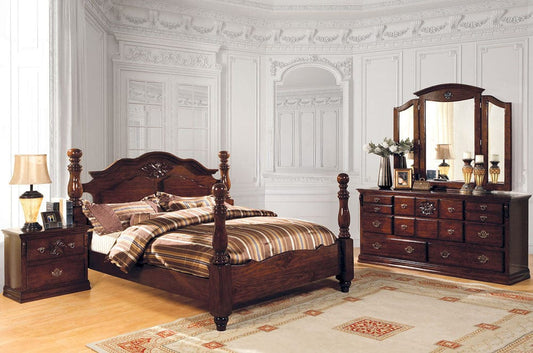 Furniture of America - Tuscan Ii 5 Pc. Queen Bedroom Set w/ 2NS in Glossy Dark Pine - CM7571Q-5PC-2NS View 1
