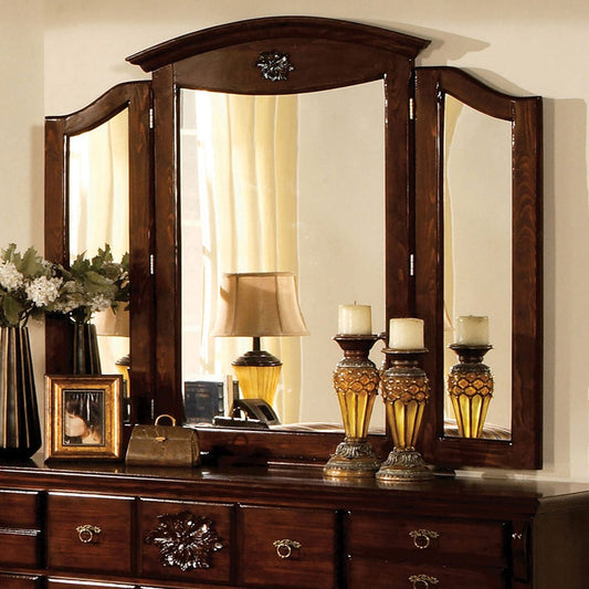 Furniture of America - Tuscan Ii Tri-Fold Mirror in Glossy Dark Pine - CM7571M View 1