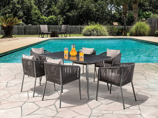 Furniture of America - Tushari 7 Pc. Outdoor Dining Set in Dark Gray/Light Gray - LA-A020LG-7PC View 1