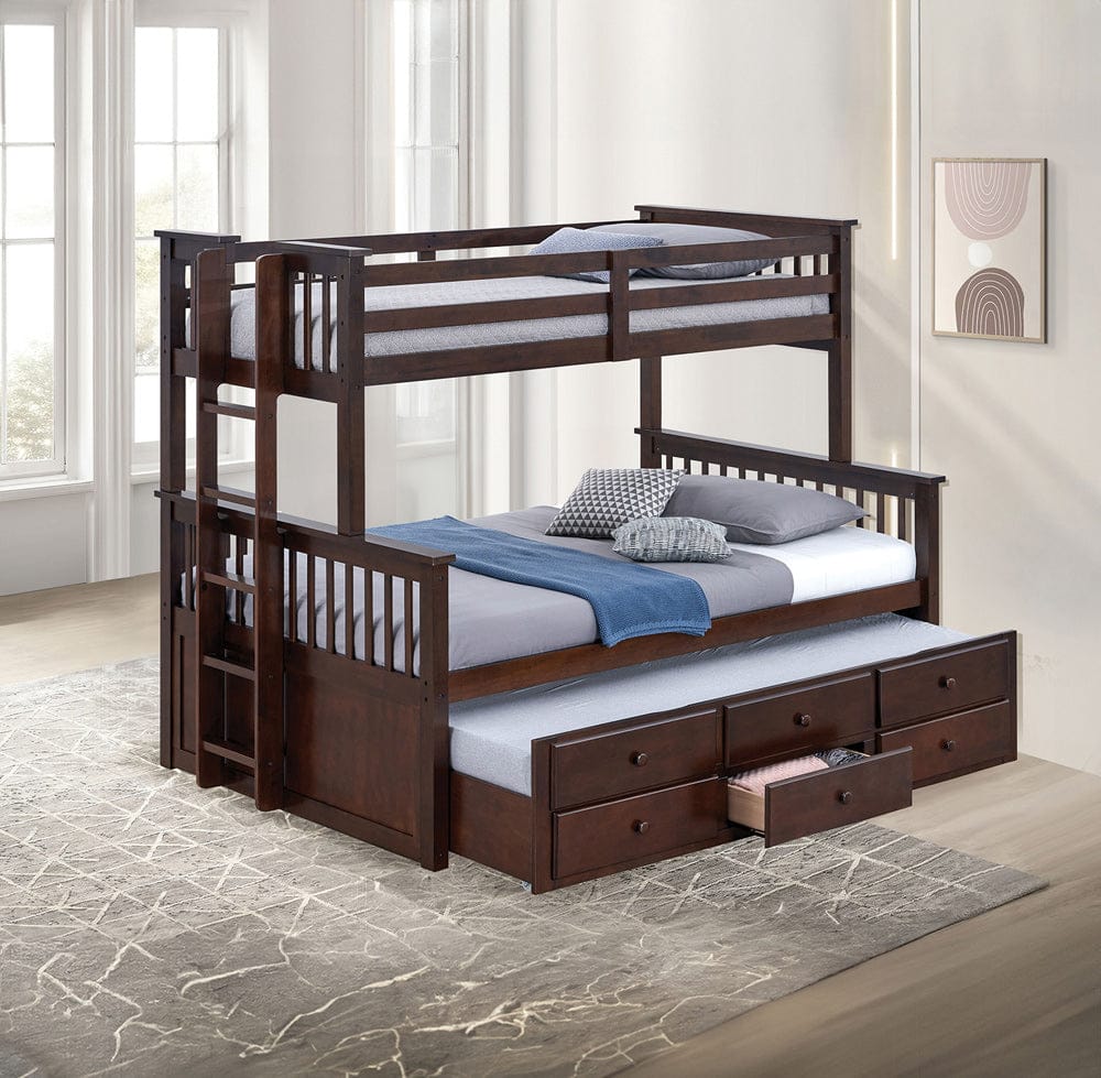 Furniture of America - University Twin/Full Bunk Bed in Dark Walnut - FM-BK458F-DW-BED View 1