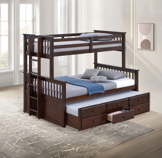 Furniture of America - University Twin/Full Bunk Bed in Dark Walnut - FM-BK458F-DW-BED View 1