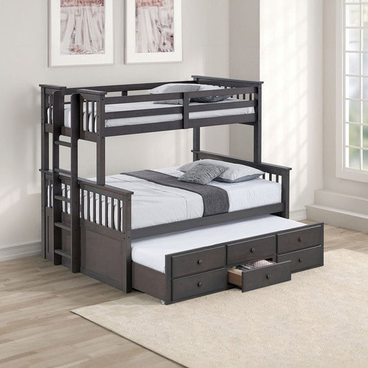 Furniture of America - University Twin/Full Bunk Bed in Stain Gray - FM-BK458F-GY-BED View 1