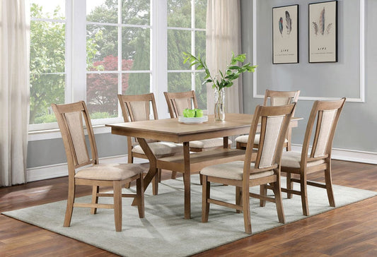 Furniture of America - Upminster 7 Pc. Dining Table Set in Natural Tone/Beige - CM3984NT-T-7PC View 1