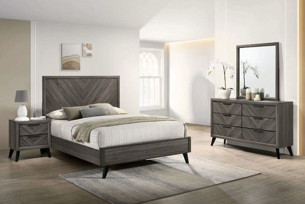 Furniture of America - Vagan 5 Pc. Queen Bedroom Set w/ 2NS in Gray - CM7472GY-Q-5PC-2NS View 1