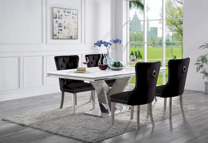 Furniture of America - Valdevers - 4 Pc. Dining Table Set, Black Chairs - CM3294T-5PC-AC261BK view 1