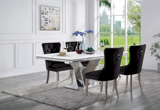 Furniture of America - Valdevers - 4 Pc. Dining Table Set, Black Chairs - CM3294T-5PC-AC261BK view 1