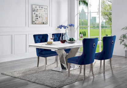 Furniture of America - Valdevers - 4 Pc. Dining Table Set, Navy Chairs - CM3294T-5PC-AC261NV view 1