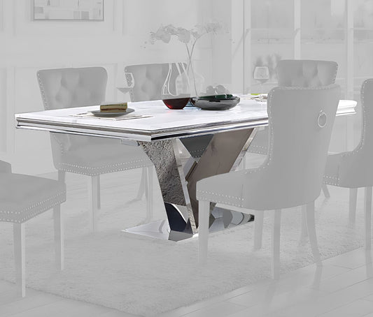Furniture of America - Valdevers Dining Table in Chrome - CM3294T-TABLE View 1