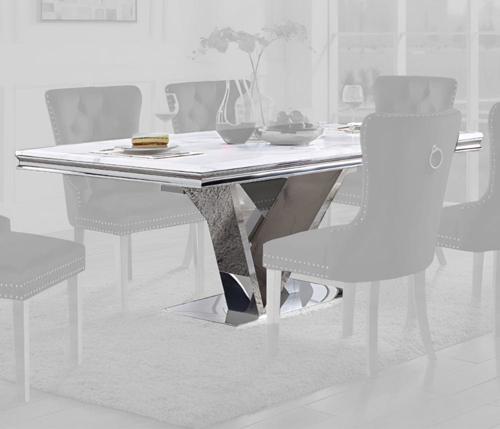 Furniture of America - Valdevers V-style Pedestal Dining Table in Chrome - CM3294T-SS-TABLE View 1