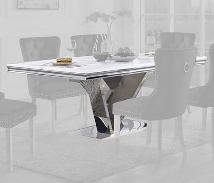 Furniture of America - Valdevers V-style Pedestal Dining Table in Chrome - CM3294T-SS-TABLE View 1