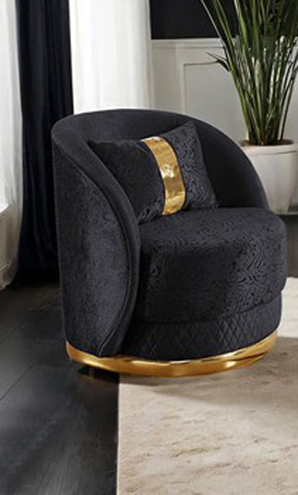 Furniture of America - Valdosta Swivel Chair in Black/Gold - FM67001BK-CH View 1