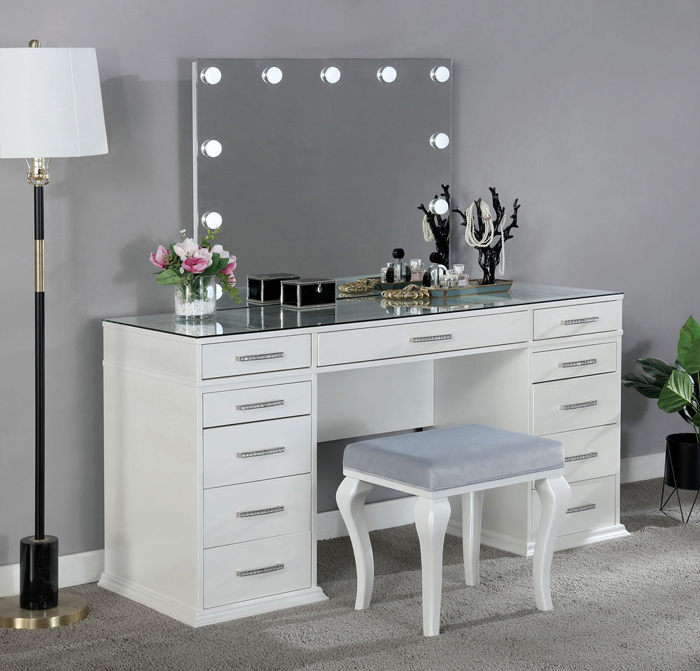 Furniture of America - Valentina Vanity Set in Luminous White - FOA-DK5682WH-PK View 1