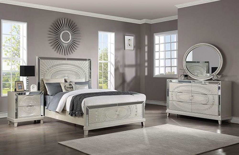 Furniture of America - Valletta 5 Pc. Queen Bedroom Set w/ 2NS in Champagne - FOA7157Q-5PC-2NS