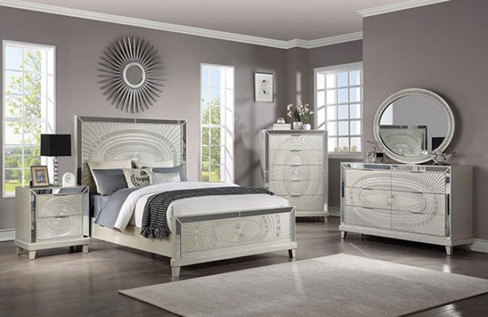 Furniture of America - Valletta 5 Pc. Queen Bedroom Set w/ Chest in Champagne - FOA7157Q-5PC-CHEST