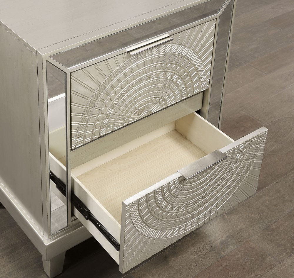 Furniture of America - Valletta Nightstand w/ USB in Champagne - FOA7157N View 2