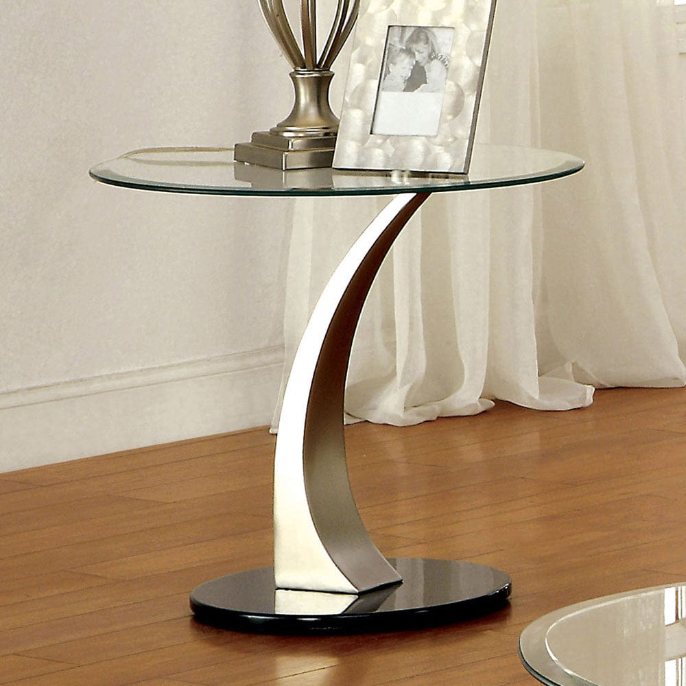 Furniture of America - Valo End Table in Satin Plated/Black - CM4727E View 1