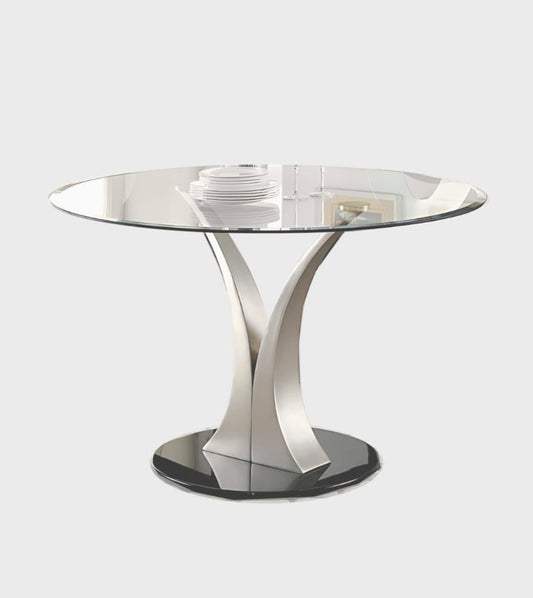 Furniture of America - Valo Round Dining Table in Silver/Black - CM3727T-TABLE View 1