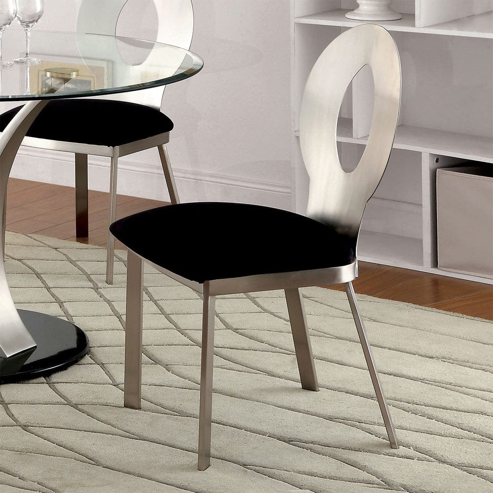 Furniture of America - Valo Side Chair Set of 2 in Silver/Black - CM3727SC-2PK View 2