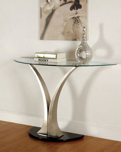 Furniture of America - Valo Sofa Table in Satin Plated/Black - CM4727S View 1