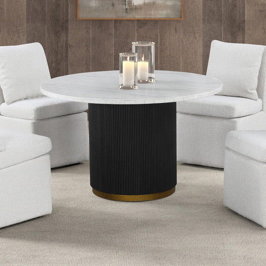Furniture of America - Varde 5 Pc. Round Dining Set in Black/White - FM3431WH-RT-5PC-00WH View 1