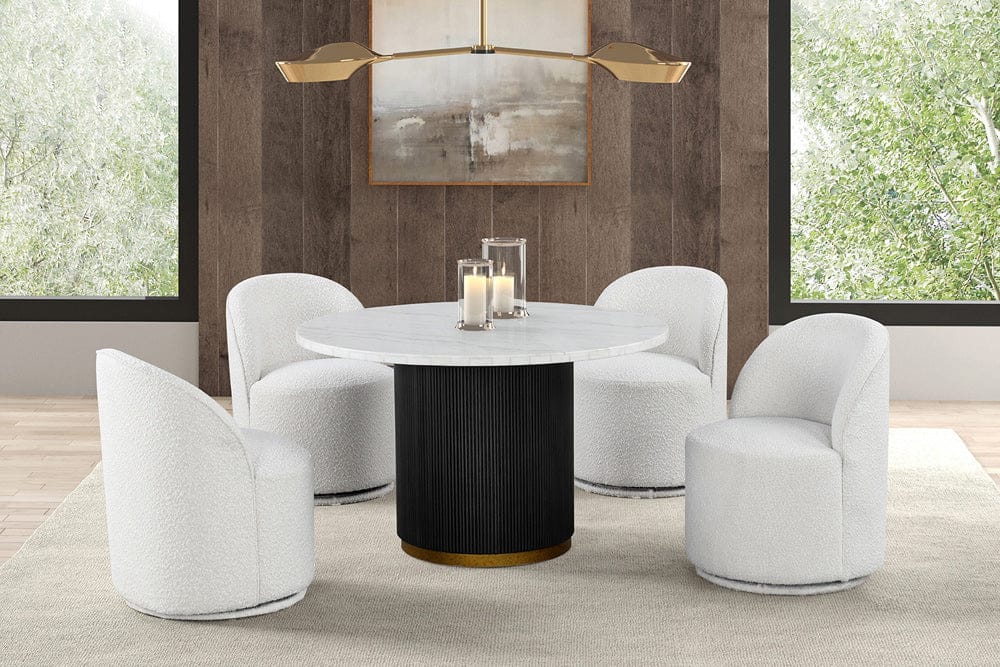 Furniture of America - Varde 5 Pc. Round Dining Set with Round Chairs in Black/White - FM3431WH-RT-5PC-01WH View 1