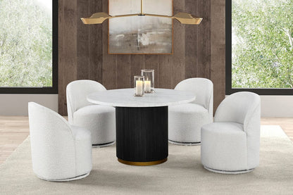 Furniture of America - Varde 5 Pc. Round Dining Set with Round Chairs in Black/White - FM3431WH-RT-5PC-01WH View 1