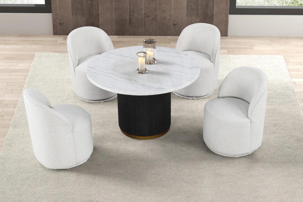Furniture of America - Varde 5 Pc. Round Dining Set with Round Chairs in Black/White - FM3431WH-RT-5PC-01WH View 2