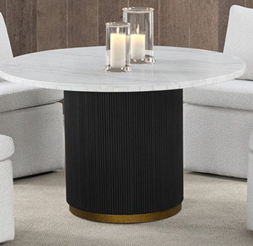 Furniture of America - Varde Round Dining Marble Table in Black/White - FM3431WH-RT-TABLE View 1