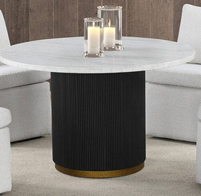 Furniture of America - Varde Round Dining Marble Table in Black/White - FM3431WH-RT-TABLE View 1