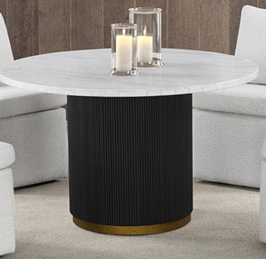 Furniture of America - Varde Round Dining Marble Table in Black/White - FM3431WH-RT-TABLE View 1