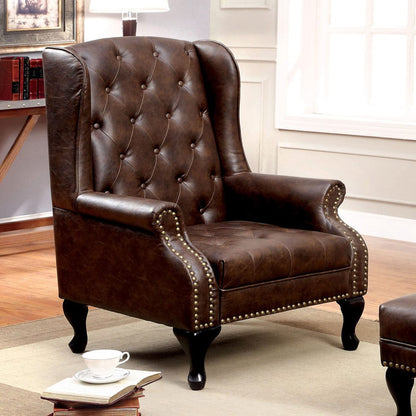 Furniture of America - Vaugh Accent Chair in Rustic Brown - CM-AC6801BR View 1