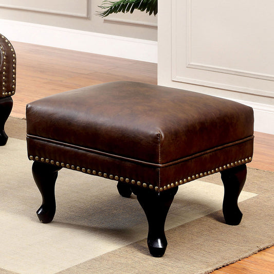 Furniture of America - Vaugh Ottoman in Rustic Brown - CM-AC6801BR-OT View 2