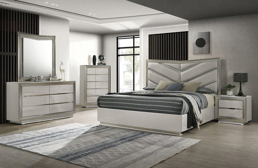 Furniture of America - Ventnor King Upholstered Bed in Gray - FM7251GY-EK-BED View 1