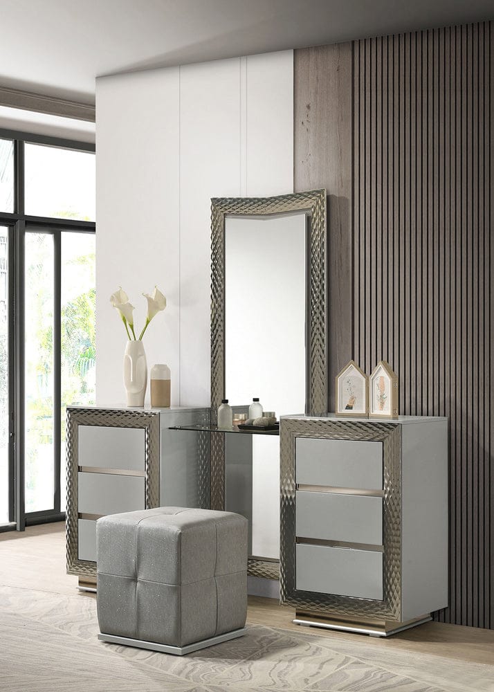 Furniture of America - Ventnor Vanity Set w/ Stool in Gray - FM7251GY-V-SET View 1