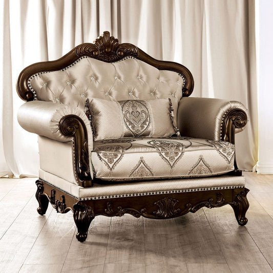Furniture of America - Veracruz Chair in Dark Cherry/Beige - FM65002BG-CH View 1