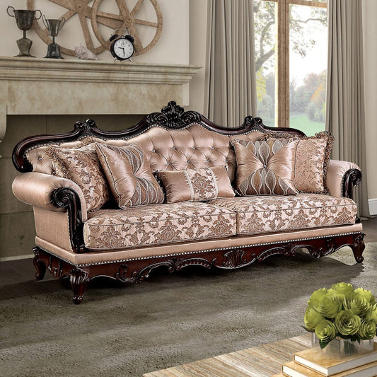 Furniture of America - Veracruz Sofa in Dark Cherry/Light Brown - FM65002BR-SF View 1